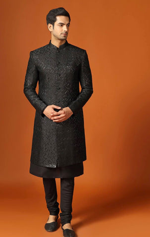 Black Sherwani Set Black Sherwani Set