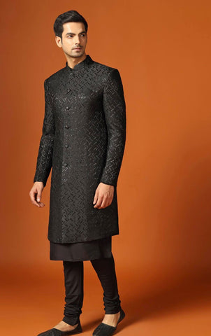 Black Sherwani Set Black Sherwani Set