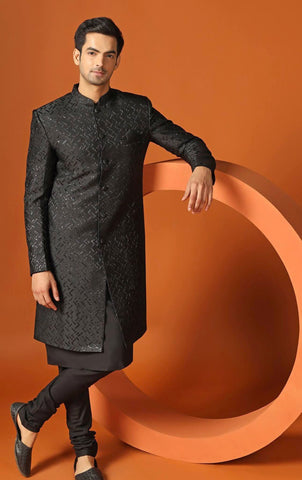 Black Sherwani Set Black Sherwani Set
