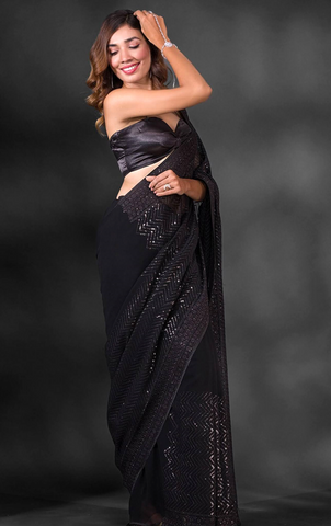 Black Sequin Saree Black Sequin Saree