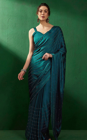 Indian Teal Blue Saree Indian Teal Blue Saree