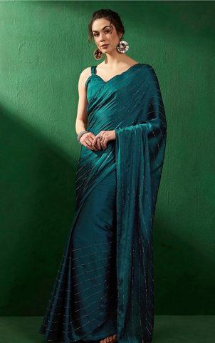 Indian Teal Blue Saree Indian Teal Blue Saree