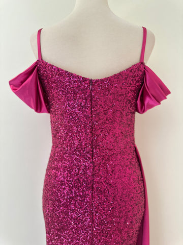 Fuchsia Sequin Slit Dress Fuchsia Sequin Slit Dress