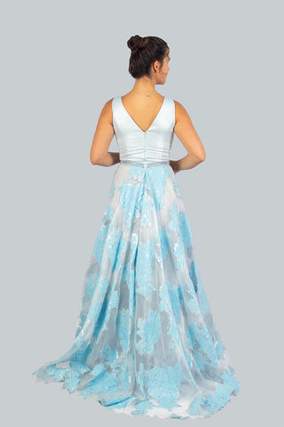 Blue Self Print Gown Blue Self Print Gown