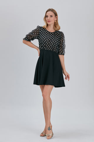 Polka Print Short Dress