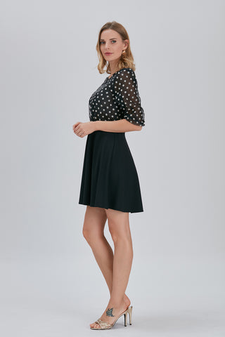 Polka Print Short Dress