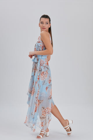 High-Low Print Dress