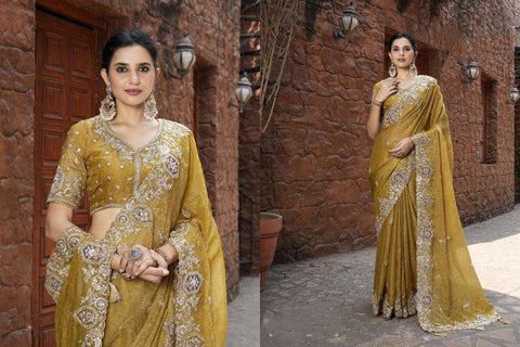 Mustard Saree