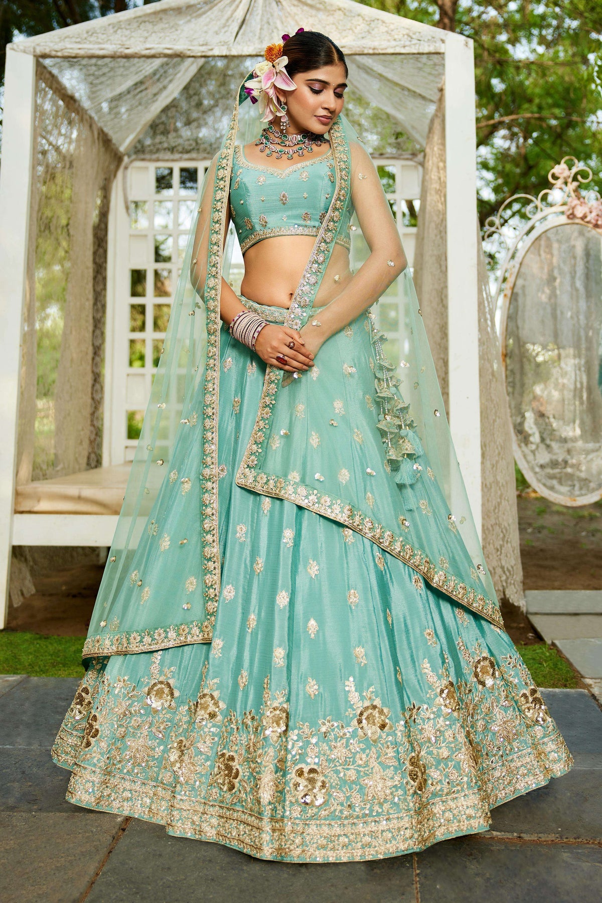 Mint Blue Lehenga
