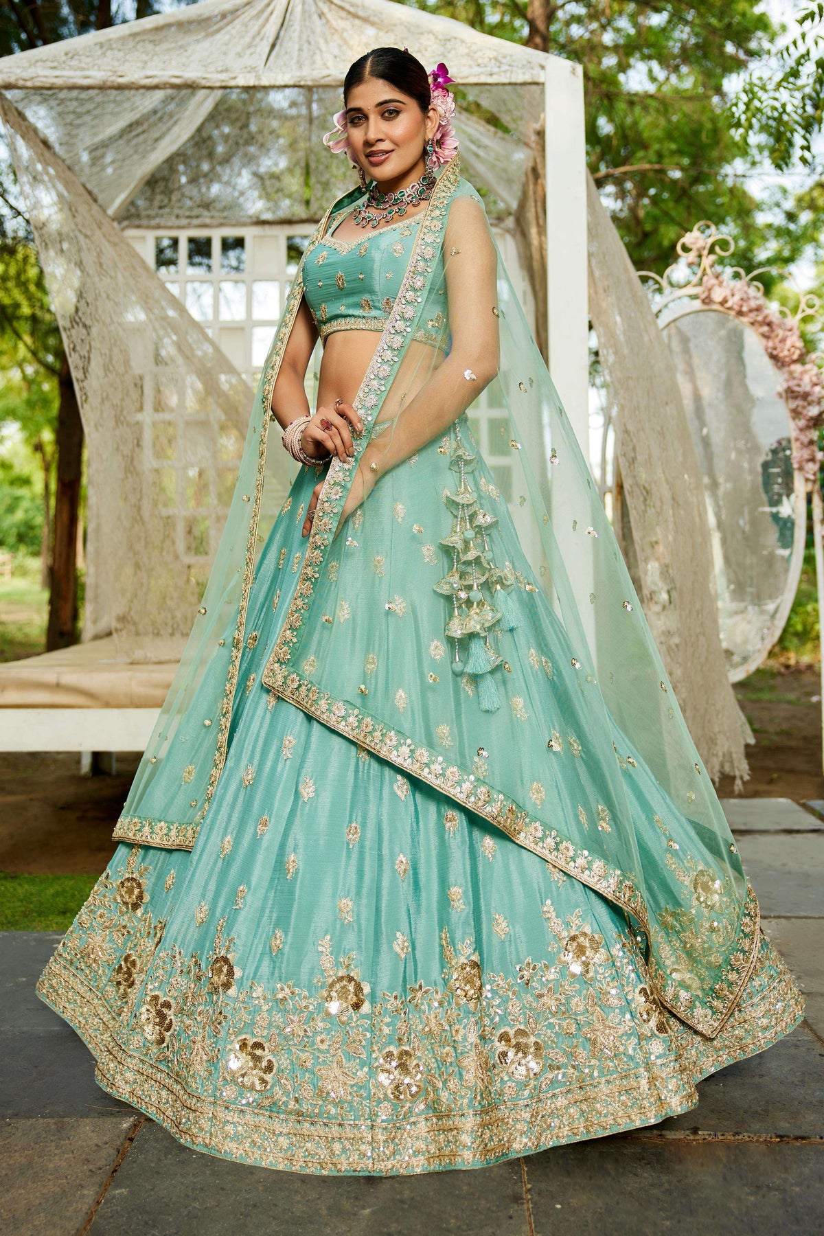 Mint Blue Lehenga
