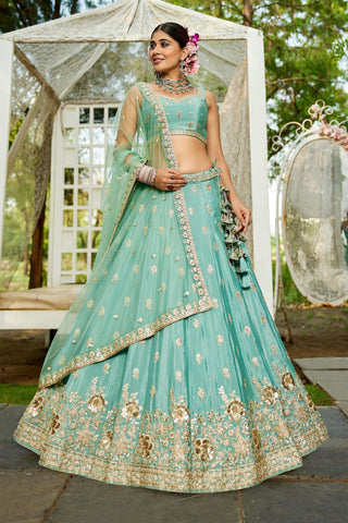 Mint Blue Lehenga