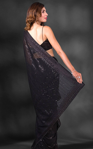 Black Sequin Saree