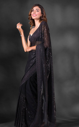 Black Sequin Saree