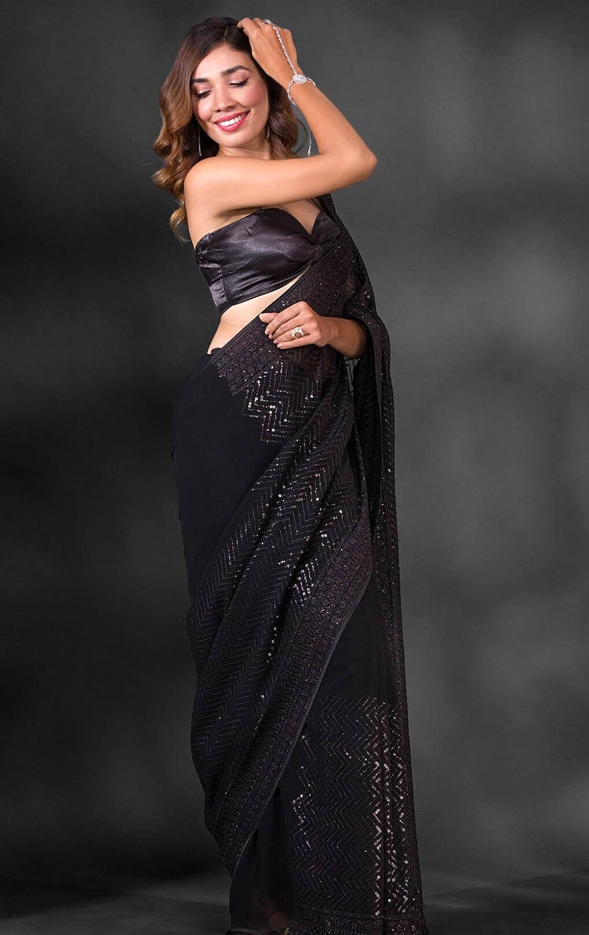 Black Sequin Saree