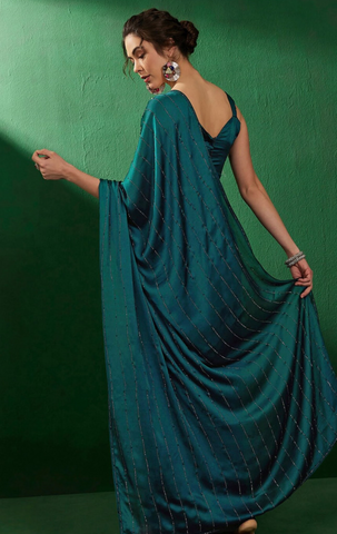 Indian Teal Blue Saree