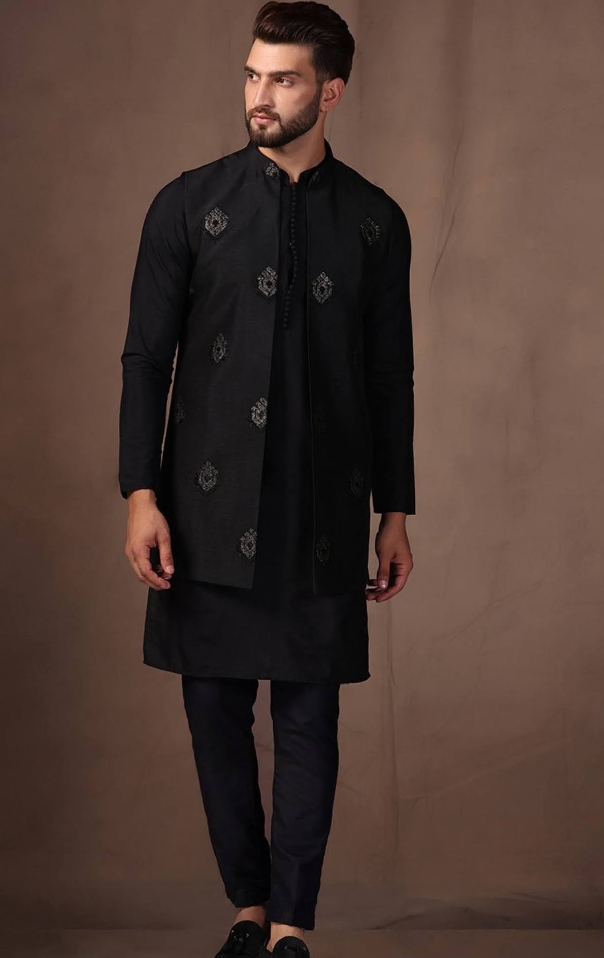 Black Kurta Jacket Set