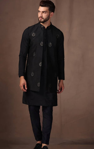 Black Kurta Jacket Set