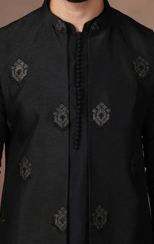 Black Kurta Jacket Set