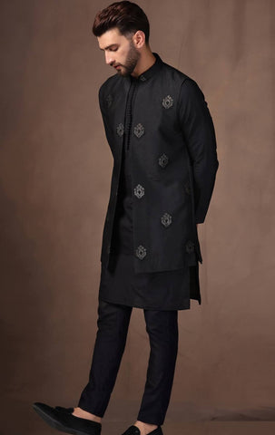 Black Kurta Jacket Set