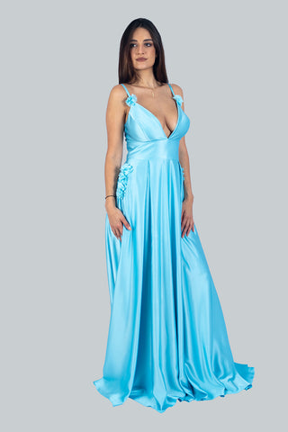 Blue Satin Gown