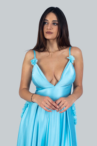 Blue Satin Gown