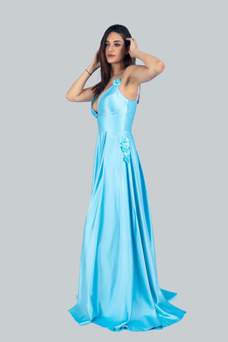 Blue Satin Gown