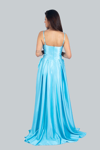 Blue Satin Gown