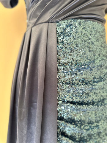 Blue Sequin Slit Dress