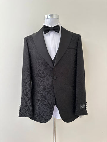 Black Self Print Tuxedo