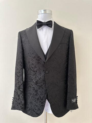 Black Self Print Tuxedo
