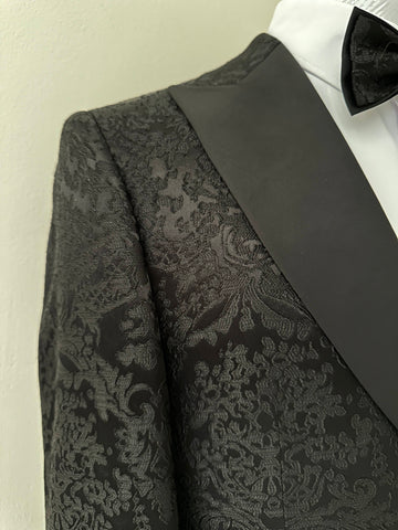 Black Self Print Tuxedo