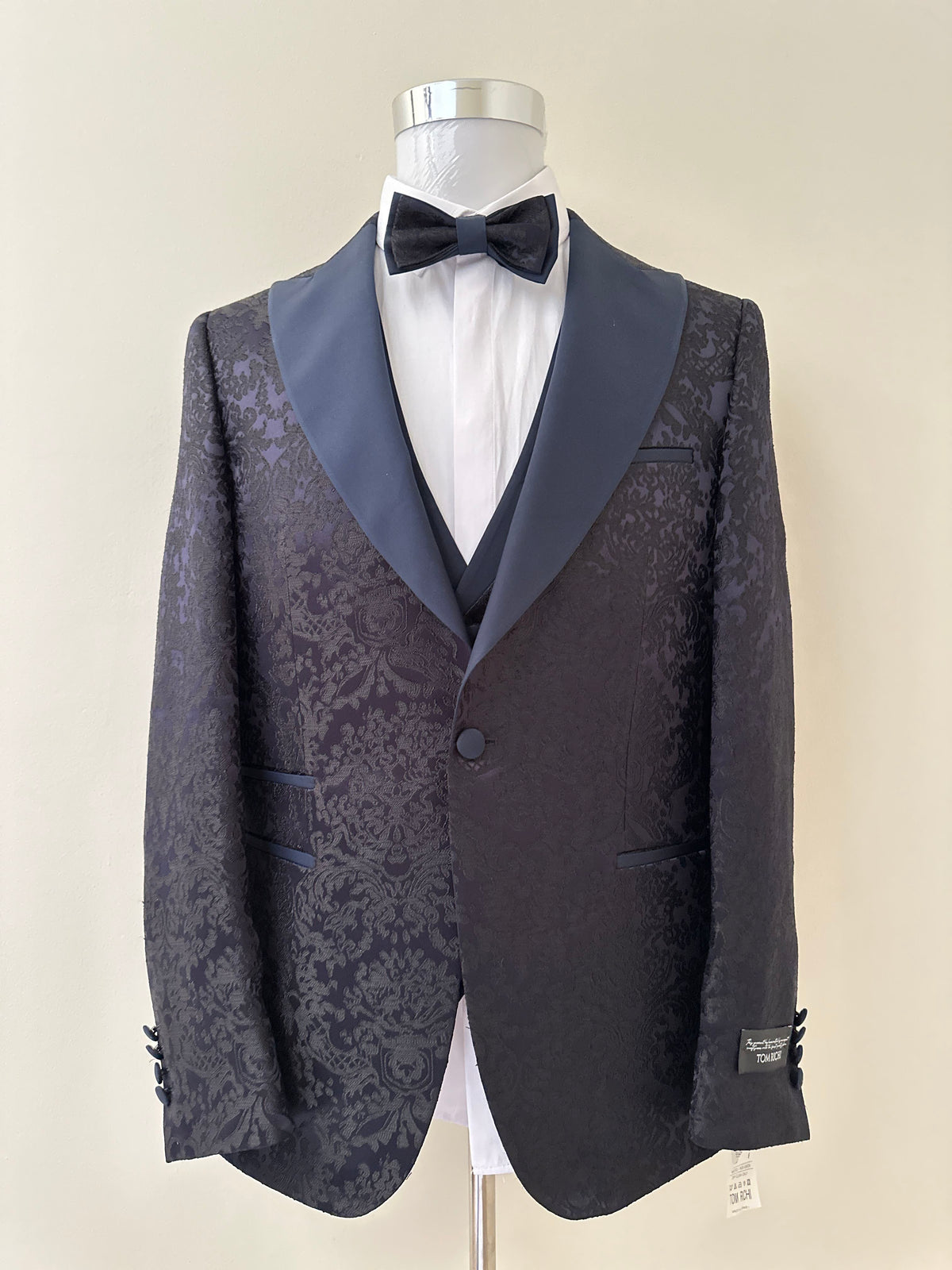 Blue Self Print Tuxedo