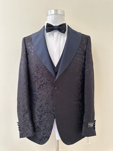 Blue Self Print Tuxedo