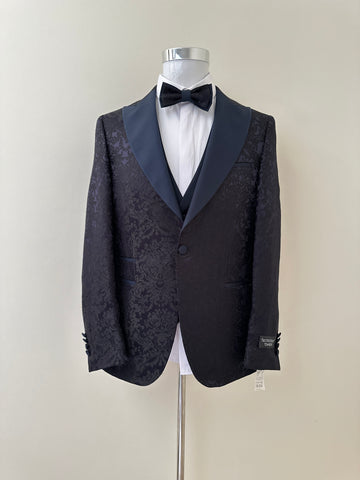 Blue Self Print Tuxedo