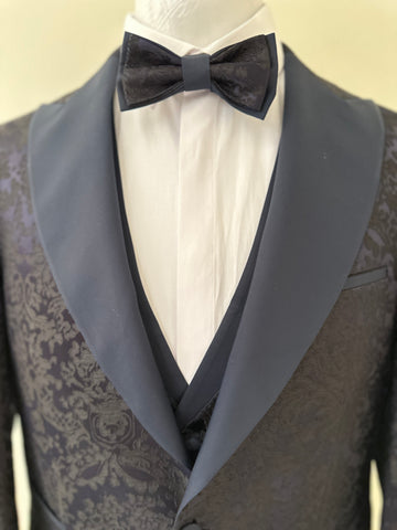 Blue Self Print Tuxedo