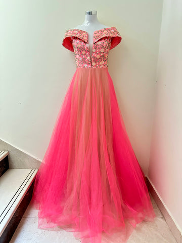 Fuchsia Tulle Gown