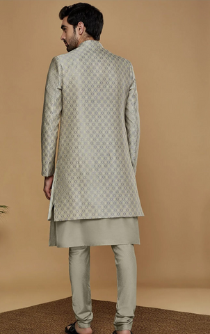Grey-Golden Sherwani Set
