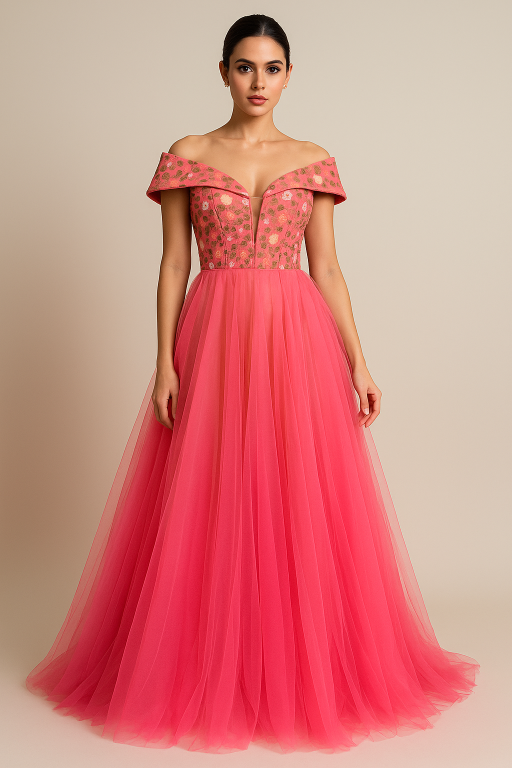 Fuchsia Tulle Gown