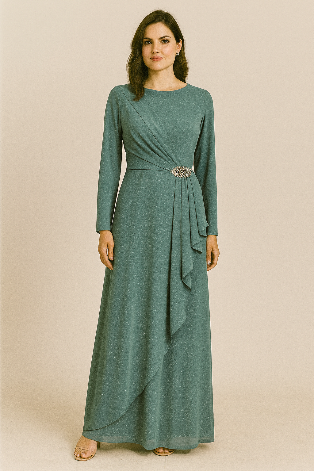 green emerald velvet dress Modern Modest Dress main image 0