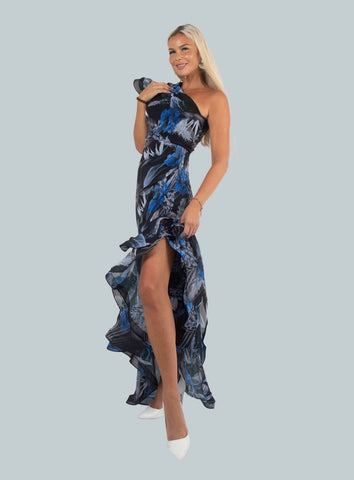 Single Shoulder Print Dress