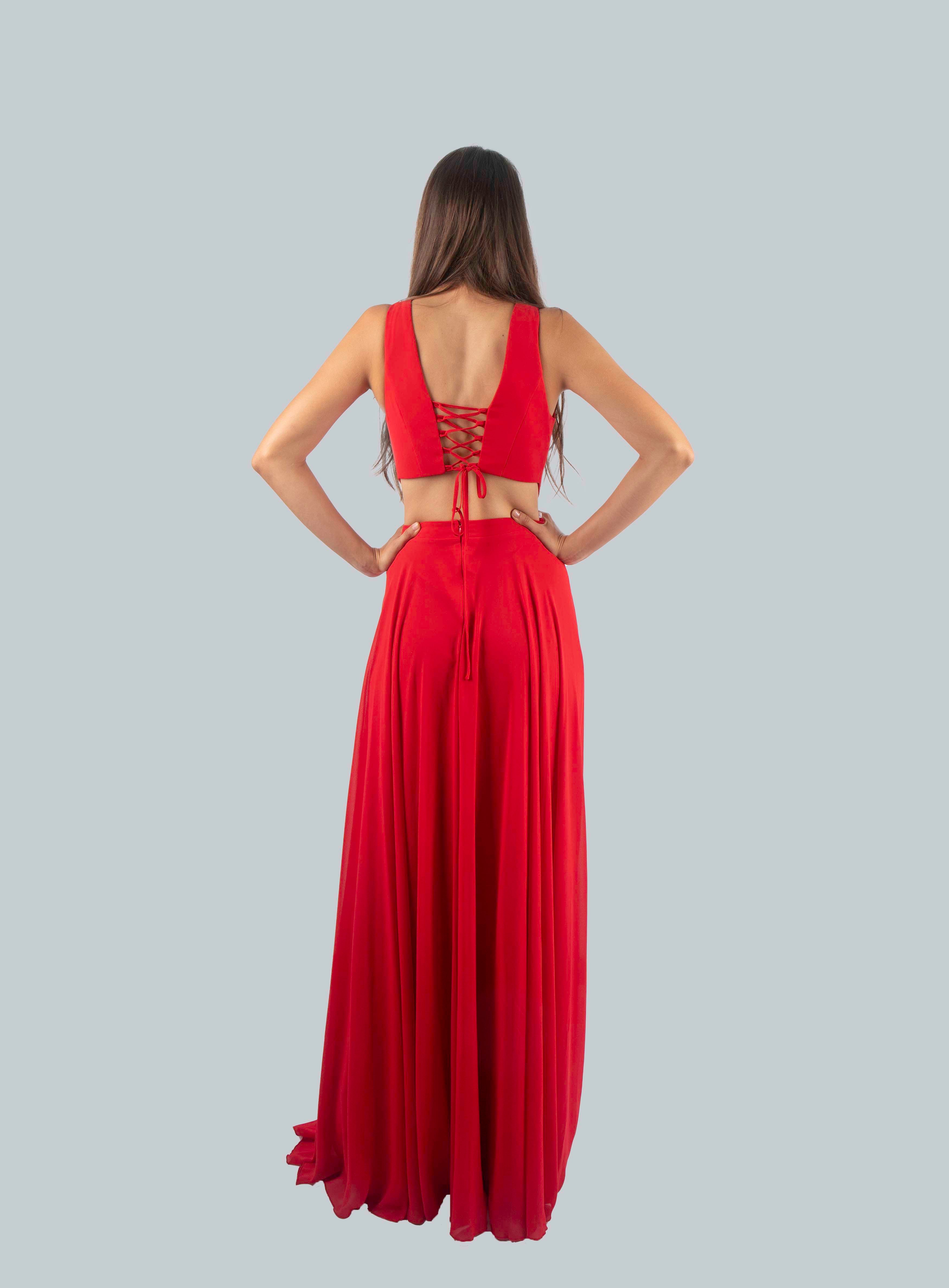 Red Evening Maxi Dress