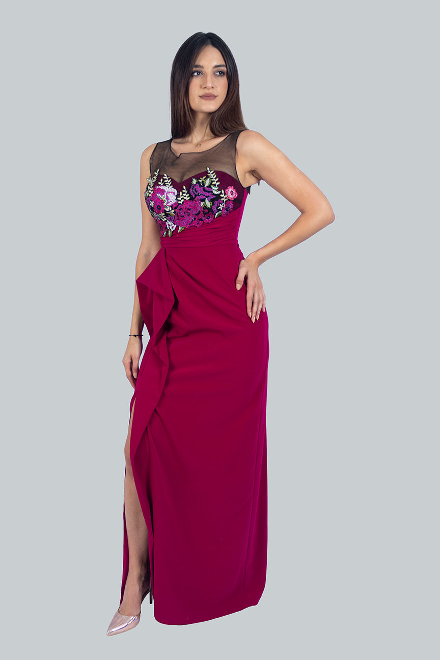 Ruched Side Slit Dress