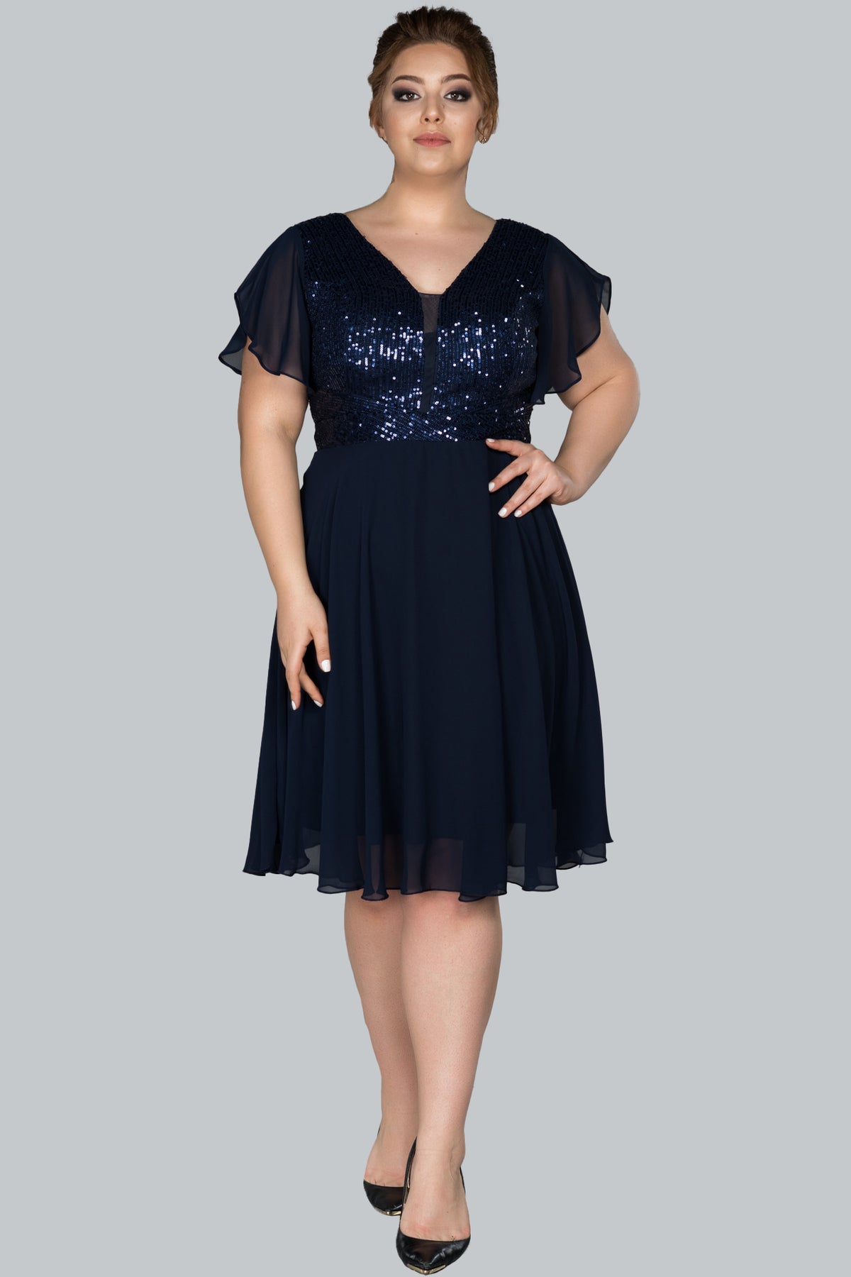 Plus Size Sequin Short Dress