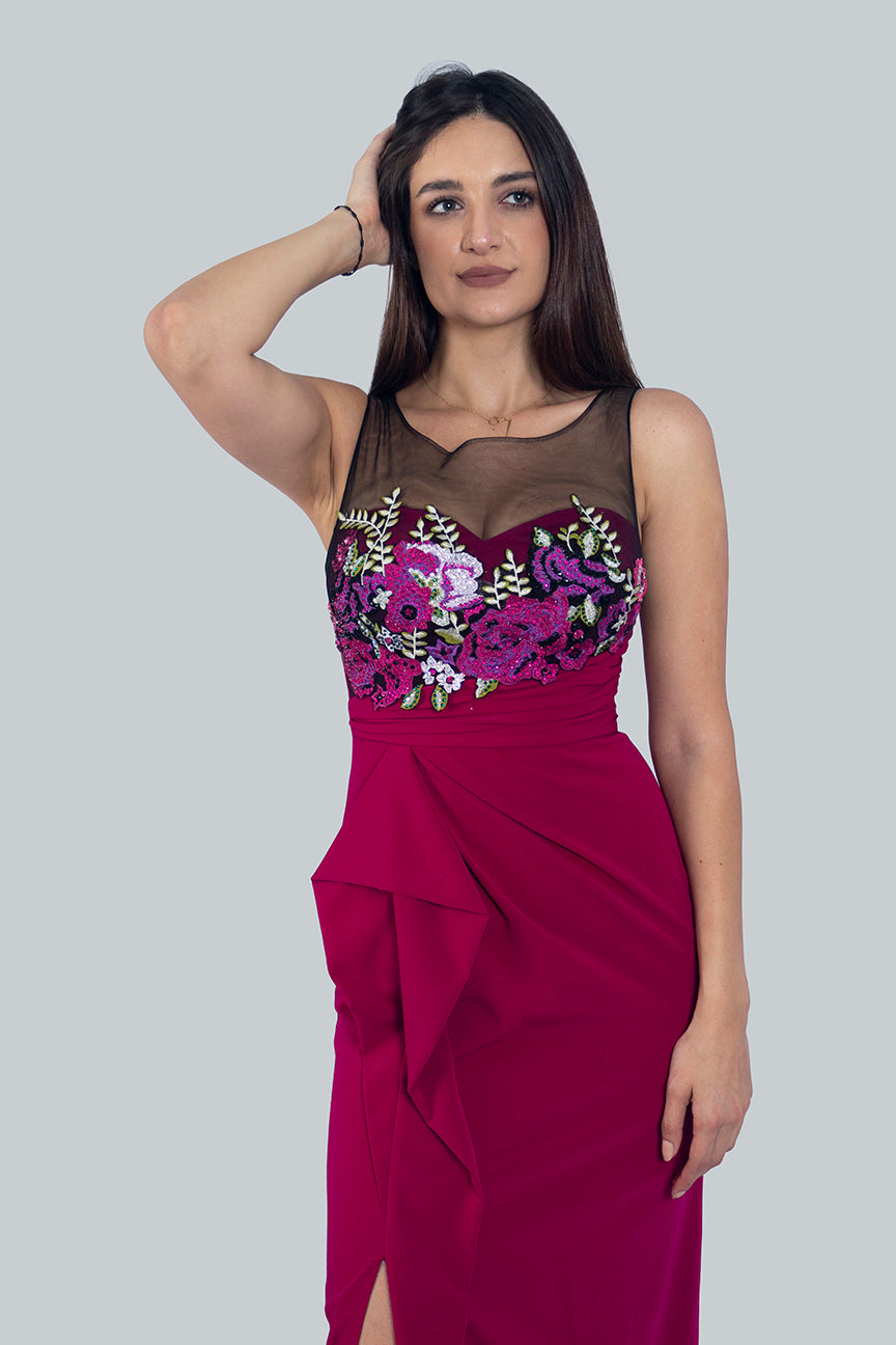 Ruched Side Slit Dress